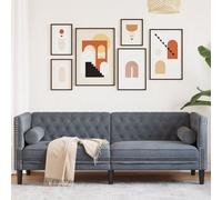 vidaXL Canapé Chesterfield avec traversins 3 places gris foncé velours