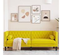 vidaXL Canapé Chesterfield avec traversins 3 places jaune velours