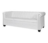 vidaXL Canapé Chesterfield de 3 places Blanc Blanc G