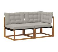 vidaXL Canapé d¿extérieur milieu et coin avec coussin 2 Pièce Naturel