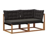 vidaXL Canapé d¿extérieur milieu et coin avec coussin 7 Pièce Naturel