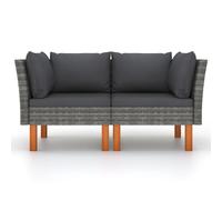 vidaXL Canapé d'angle 2 pcs. Poly rotin et bois massif d'eucalyptus