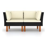 vidaXL Canapé d'angle 2 pcs. Poly rotin et bois massif d'eucalyptus