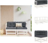 vidaXL Canapé d'angle avec coussins 2 pcs. Blanc Pin massif - Eléments de canapés de jardin