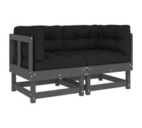 vidaXL Canapé d'angle avec coussins 2 pcs. Gris Pin massif