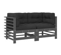 vidaXL Canapé d'angle avec coussins 2 pcs. Gris Pin massif