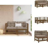 vidaXL Canapé d'angle avec coussins 2 pcs. Marron miel Pin massif - Eléments de canapés de jardin