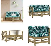 vidaXL Canapé d'angle avec coussins 2 pcs. Pin Imprégné - Canapé d'angle - Canapé d'angle - Canapé de jardin - Canapé d'extérieur