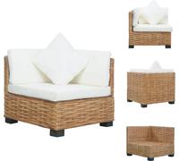 vidaXL Canapé d'angle avec coussins en rotin naturel - éléments de canapé de jardin