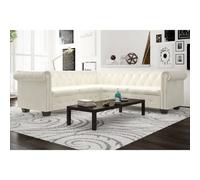 vidaXL Canapé d'angle Chesterfield 5 places - Cuir artificiel Blanc