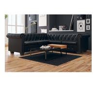 VIDAXL Canapé d'angle Chesterfield 5 places - Noir