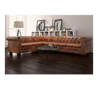 vidaXL Canapé d'angle Chesterfield 6 Places Cuir artificiel Marron Brun G