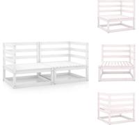 vidaXL Canapé d'angle de jardin 2 pcs. Blanc Pin Massif - Ensemble de meubles de jardin