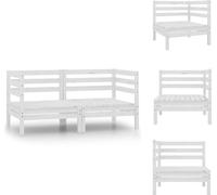 vidaXL Canapé d'angle de jardin 2 pcs. Blanc Pin massif - Ensemble de meubles de jardin