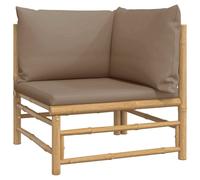 vidaXL Canapé d'angle de jardin avec coussins en bambou taupe