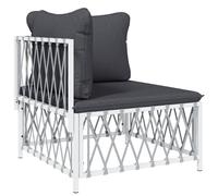vidaXL Canapé d'angle de jardin avec coussin Tissu blanc