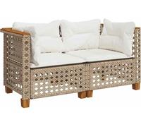vidaXL Canapé d'angle de jardin avec coussins 2 pcs. Beige Poly Rattan