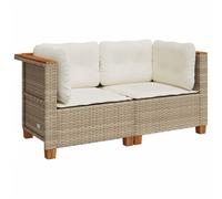 vidaXL Canapé d'angle de jardin avec coussins 2 pcs. Beige Poly Rattan