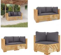 vidaXL Canapé d'angle de jardin avec coussins 2 pcs. Bois massif teck - Ensemble de salon de jardin - Ensemble de salon de jardin - Ensemble de salon d'extérieur - Ensemble de salon de terrasse