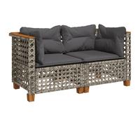 vidaXL Canapé d'angle de jardin avec coussins 2 pcs. Gris Poly Rattan