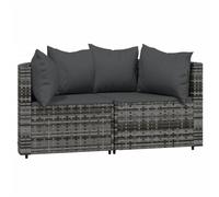 vidaXL Canapé d'angle de jardin avec coussins 2 pcs. Gris Poly Rattan