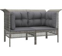 vidaXL Canapé d'angle de jardin avec coussins 2 pcs. Gris Poly Rattan