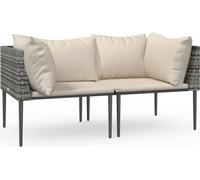 vidaXL Canapé d'angle de jardin avec coussins 2 pcs. Gris Poly Rattan