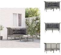 vidaXL Canapé d'angle de jardin avec coussins 2 pcs. Gris Poly Rotin - Ensemble de meubles de jardin