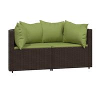 vidaXL Canapé d'angle de jardin avec coussins 2 pcs. Marron Poly Rattan