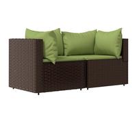 vidaXL Canapé d'angle de jardin avec coussins 2 pcs. Marron Poly Rattan