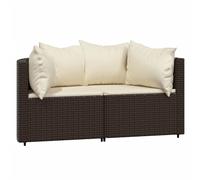 vidaXL Canapé d'angle de jardin avec coussins 2 pcs. Marron Poly Rattan