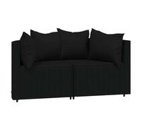 vidaXL Canapé d'angle de jardin avec coussins 2 pcs. noir poly rotin
