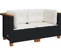 vidaXL Canapé d'angle de jardin avec coussins 2 pièces Noir poly rotin