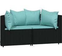 vidaXL Canapé d'angle de jardin avec coussins 2 pcs. noir poly rotin