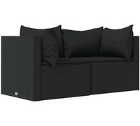 vidaXL Canapés d'angle de jardin et coussins 2pcs Noir Résine tressée, canapé, canapé de jardin, canapé d'angle sectionnel, 319778