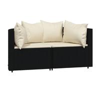 vidaXL Canapé d'angle de jardin avec coussins 2 pcs. noir poly rotin