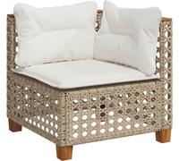vidaXL Canapé d'angle de jardin Poly Rattan avec coussins Beige