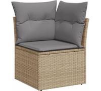 vidaXL Canapé d'angle de jardin avec coussins Beige Poly Rattan