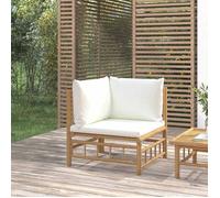 vidaXL Canapé d'angle de jardin avec coussins blanc crème bambou 362300