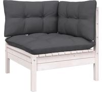 vidaXL Canapé d'angle de jardin avec coussins Blanc Pin massif