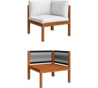 vidaXL Canapé d'angle de jardin avec coussins en bois d'acacia massif et corde
