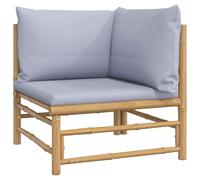 vidaXL Canapé d'angle de jardin avec coussins gris clair en bambou