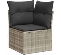 vidaXL Canapé d'angle de jardin avec coussins gris clair Poly rotin