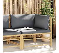 vidaXL Canapé d'angle de jardin avec coussins gris foncé en bambou