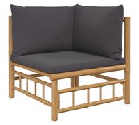 vidaXL Canapé d'angle de jardin avec coussins gris foncé en bambou