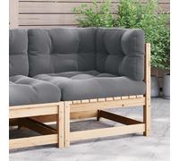 vidaXL Canapé d'angle de jardin en pin massif avec coussins gris