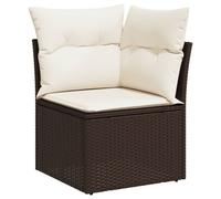 vidaXL Canapé d'angle de jardin avec coussins Marron Poly Rattan