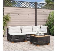 vidaXL Canapé d'angle de jardin 365923 Poly rotin noir avec coussins