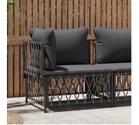 vidaXL Canapé d'angle de jardin 364142 – tissu anthracite, avec coussins, cadre en acier