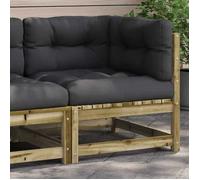 vidaXL Canapé d'angle de jardin avec coussins, pin imprégné